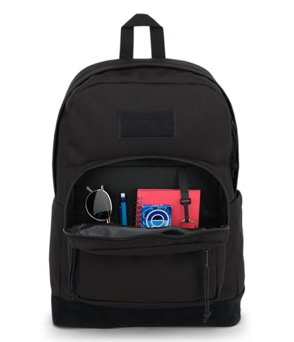 JanSport Right Pack Backpack - Durable Daypack with Padded 15" Laptop Sleeve, Spacious Main Compartment & Integrated Water Bottle Pocket, Monochrome Black - color: Monochrome Black
