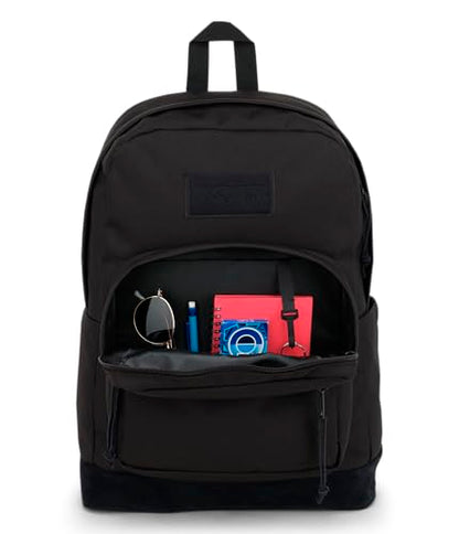 JanSport Right Pack Backpack - Durable Daypack with Padded 15" Laptop Sleeve, Spacious Main Compartment & Integrated Water Bottle Pocket, Monochrome Black - color: Monochrome Black