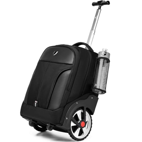 Rolling Backpack,Waterproof Backpack with Wheels for Business and Travel Commuter, Carry on Backpack with Laptop Compartment, Fit 17 Inch Laptop, Wheeled Backpack for Adults - color: Black, size: 20IN