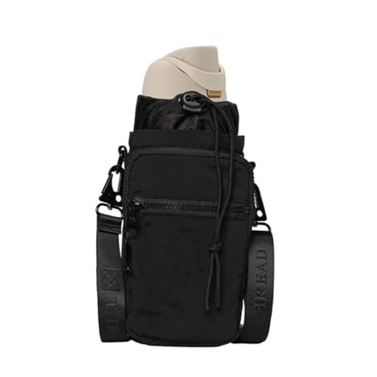 Thread Wallets Water Bottle Sling Crossbody Bag – Small Cross Body Sling with Pockets for Water Bottle, Cash, Phone & Keys - color: Black