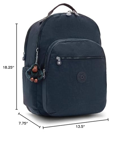 Kipling Women's Seoul Extra Large 17” Laptop Backpack, Durable, Roomy with Padded Shoulder Straps, Bag - color: True Blue Tonal 2, size: Large