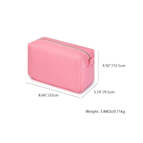 Organizer Bag Lightweight Cosmetic Bag with Ring Clasp Perfect Travel Makeup Bag for Women nylon Stand Up Design (Pink/Nylon) - color: Pink/Nylon