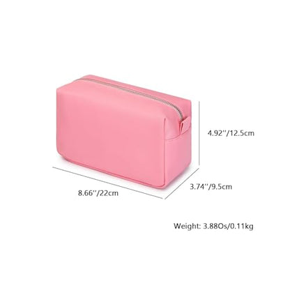 Organizer Bag Lightweight Cosmetic Bag with Ring Clasp Perfect Travel Makeup Bag for Women nylon Stand Up Design (Pink/Nylon) - color: Pink/Nylon