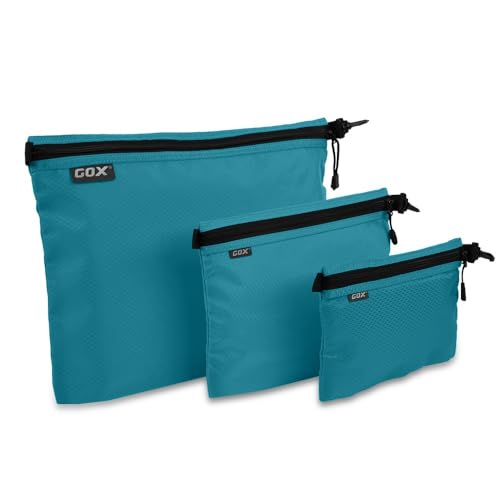 GOX 3 Pack Travel Toiletry Bag for Men Carry On Packing Organizer Zipper Pouch Portable Cosmetic Pouch Accessory Document Electronics (Turquoise) - color: Turquoise