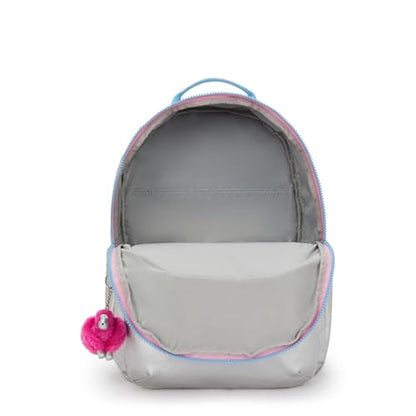 Kipling Women's Seoul Extra Large 17" Laptop Backpack, Durable, Roomy with Padded Shoulder Straps, Built-In Protective Sleeve - color: Chrome Met Pop, size: 13.5''L x 17.75''H x 9''D