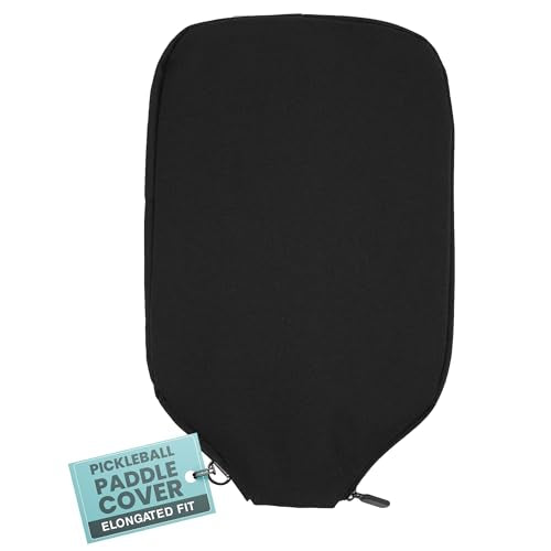 Palms-O-Aces Pickleball Paddle Cover | Canvas Padded Pickleball Paddles Sleeve with Zipper | Lightweight Protective Paddle Case for Standard Paddles | Paddle Cover Accessory - color: Black, size: Elongated - 12.75" x 8"