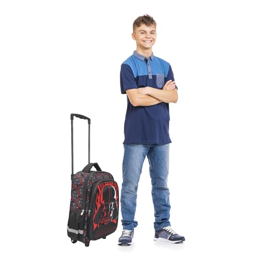 Bioworld Star Wars Darth Vader 16" Rolling Travel Backpack - color: Black, Red & Gray