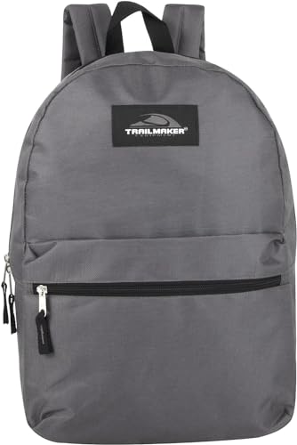 Trail maker 24 Pack- Classic 17 Inch Backpacks in Bulk Wholesale Back Packs for Boys and Girls (Gray) - color: Gray