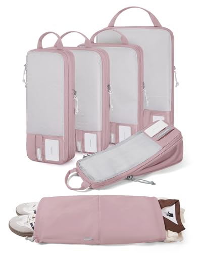 BAGSMART 6 Set /4 Set/2 Set Compression Packing Cubes for Travel, Lightweight Luggage Organizer Bags, Durable Space Saver Bags Travel Essentials - color: Mist Purple-6 PCS, size: Set of 6