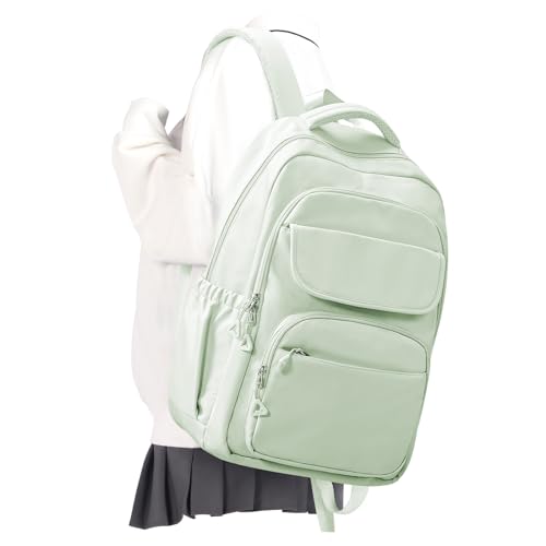 Cute School Backpack for Teens Girls Boys Waterproof School Bag Basic Backpack for College Students Multi Pocket Backpack Lightweight Casual Daypack Backpacks for Women Men（MintGreen） - color: Mintgreen