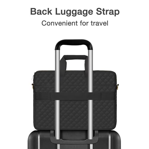 MOSISO 15-16 inch Laptop Bag, Laptop Briefcase Messenger Compatible with MacBook Pro 16/Air 15, HP, Dell, Lenovo, Square Quilted Computer Bag Work Office Business with 3 Pockets&Strap, Black - color: Black, size: 16 inch