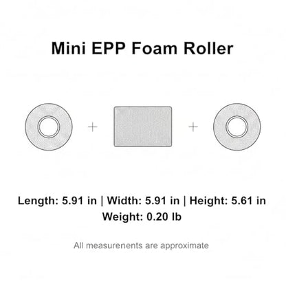 Mini EPP Foam Roller for Travel - Compact Exercise Cylinder for Yoga, Stretching & Fitness Support (Black, 1 Pack)