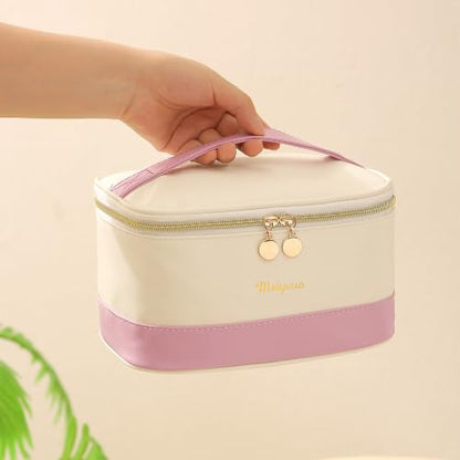 Meiyuuo Large Makeup Bag, Dual Purple | Two-tone, Waterproof, Zipper Pouch, Travel Toiletry Organizer - color: Dual Purple