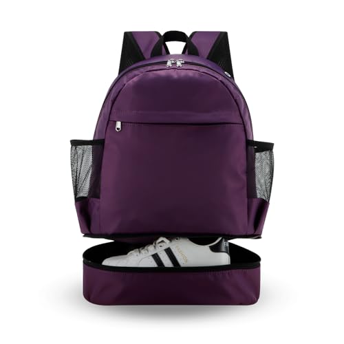 Dry Wet Gym Backpack with Shoe Compartment and Wet Pocket for Women Water Resistant Sports Bag for Swimming Beach Yoga Travel, Purple M - color: Purple, size: Medium