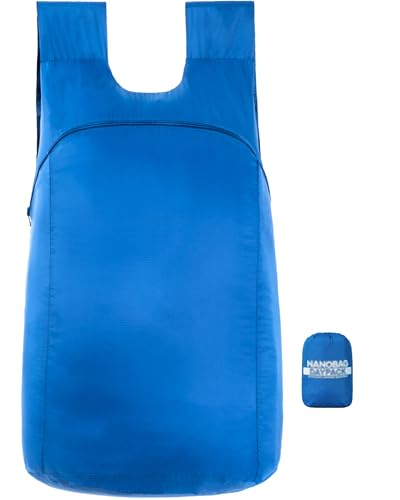 Nanobag Daypack - Ultralight 16L Foldable Travel & Hiking Backpack, Reusable, Packable, Collapsible Bag for Men & Women (Navy) - color: Navy