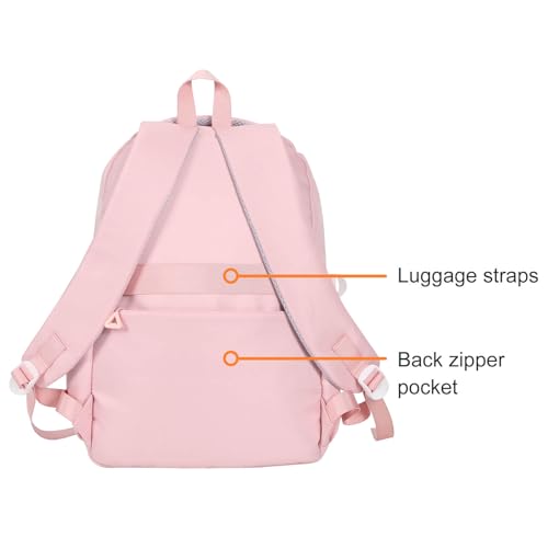 Phaoullzon Teen Girls School Backpack with Lunch Box for Boys, College Aesthetic Laptop Bookbag for Women,Pink - color: Pink