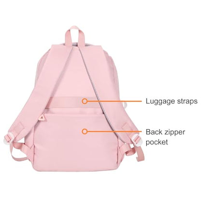 Phaoullzon Teen Girls School Backpack with Lunch Box for Boys, College Aesthetic Laptop Bookbag for Women,Pink - color: Pink