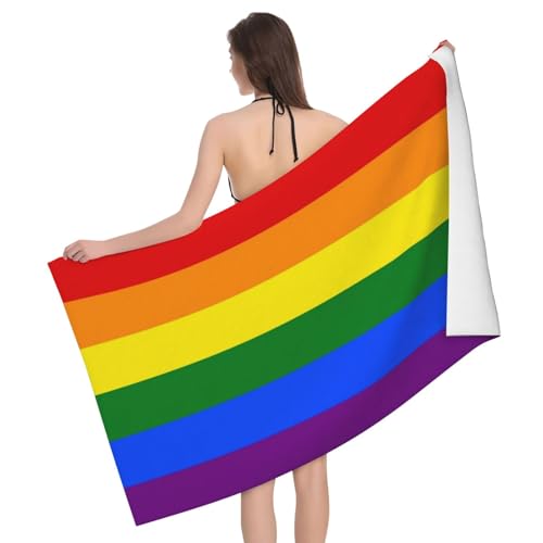 LGBT Pride Rainbow Beach Towel, Lesbians Gays Bisexuals Transgender Gift Quick Dry Sand Free Absorbent Bath Towel, Microfiber Lightweight Towel Pool Travel Camping Gym Swim 30x60 Inch/ 77X153cm - color: Lgbt Pride