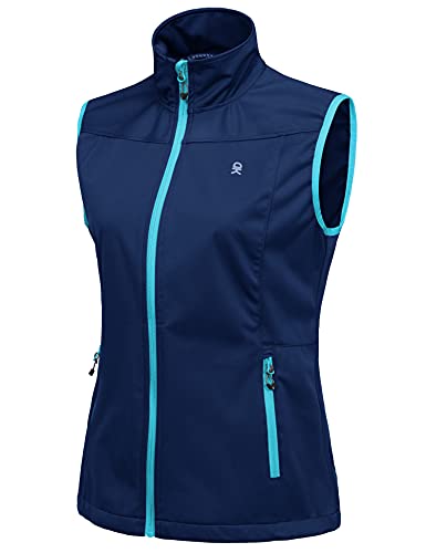 Little Donkey Andy Women's Lightweight Softshell Vest, Windproof Sleeveless Jacket for Running Hiking Travel - color: Blue, size: X-Large