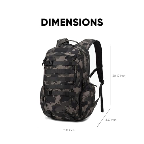 35L Tactical Backpack for Men, MOLLE Military Bug Out Bag, Waterproof Rucksack for Hiking with Hydration Port Balck CP - color: Black Cp
