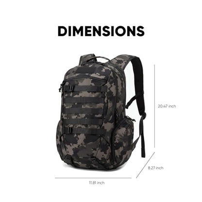 35L Tactical Backpack for Men, MOLLE Military Bug Out Bag, Waterproof Rucksack for Hiking with Hydration Port Balck CP - color: Black Cp