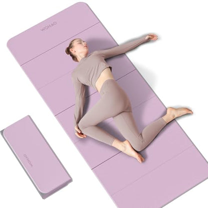 7-Fold Yoga Mat 70"x24" - 1/2 Inch Thick Folding Exercise Mat, Compact Non-Slip TPE Mat for Travel, Storage, Yoga & Home Gym, Lightweight & Portable - color: Taro Purple + Warm Gray