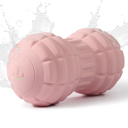Silicone Vibrating Peanut Massage Ball Roller, Water Resistant Electric Double Lacrosse Massage Ball with 4 Intensities for Muscle Tightness, Deep Tissue Massager for Foot, Back, Hip (Pink) - color: Pink