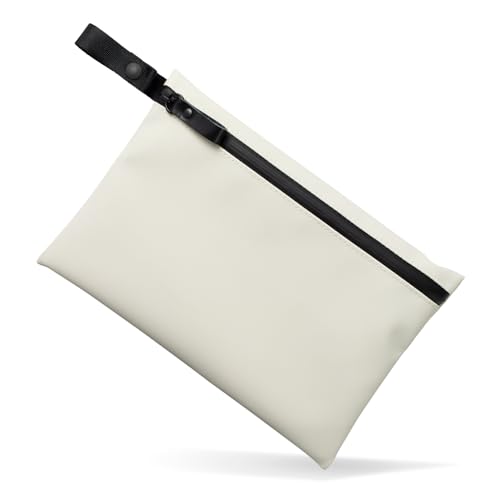 Water-Resistant Zipper Pouch, Made in Japan, Multipurpose Organizer with Pockets for Cords, Essentials, Toiletries, Cosmetics, and Travel Accessories, Eco & Durable Materials, TOFTPOUCH, Medium, White - color: White, style: Medium Size
