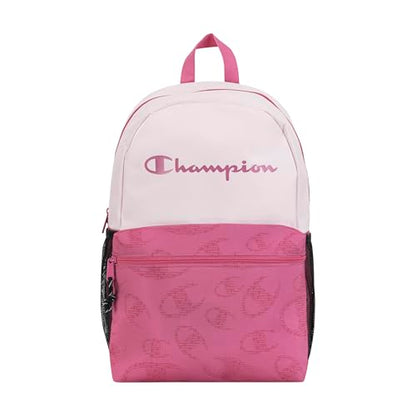 Champion Kids' Merit Backpack with Padded Straps, Water Bottle Pocket and Laptop Compartment for Daily Use, Pink, One Size - color: Pink