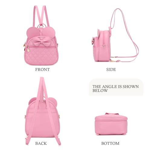 KL928 Girls Mini Backpack Bowknot Polka Dot Cute Small Daypacks Convertible Shoulder Bag Purse for Women - color: Dx-pink