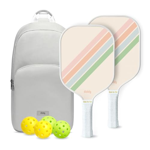 Pickleball Paddles Set of 2/4- USAPA Approved Graphite/Fiberglass Pickleball Racket, 2 Pickleball Rackets, 4 Balls and 1 Portable Carry Bag, Aesthetic Pickle Ball Set for Men Women Beginners - color: 2 Macaron Twill | Gray | Graphite