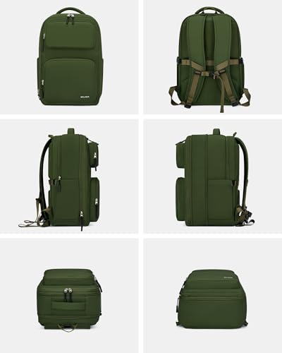 MILADA Expandable Travel Backpack 28L to 39L, TSA-Approved Carry On Backpack with 17 Inch Laptop Compartment, School Business Work Backpack for Men & Women, Green - color: Green