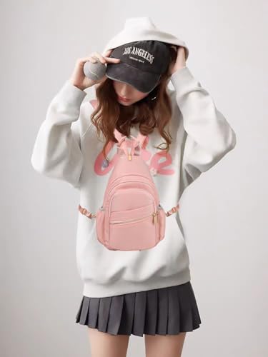 Xsecnua Small Crossbody Bag Convertible Mini Backpack for Women, Cross Body Sling Bag Sling Backpack for Travel Daypack - color: Pink