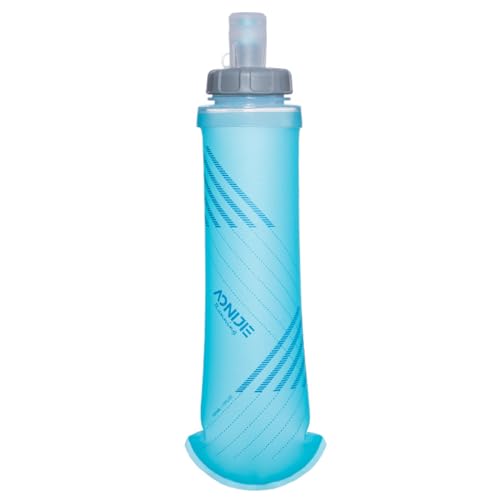 Azarxis TPU Soft Flask Collapsible Water Bottle Running Folding Gel Water Reservoir Handheld for Hydration Pack Hiking Cycling Climbing Jogging Marathon Trail Race - color: #02 Blue - 500 ml - 1-pack