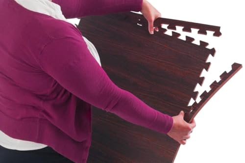 100 Sq. Ft 3/8 Inch Thick Printed Foam Tiles Interlocking Foam Mat, Dark Wood Oak Grain Style - (24" x 24", 25 pcs), Protective Flooring for Home, Exercise or Trade Show - color: Dark Oak