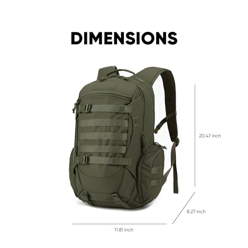 35L Tactical Backpack for Men, MOLLE Military Bug Out Bag, Waterproof Rucksack for Hiking with Hydration Port Army Green - color: Army Green