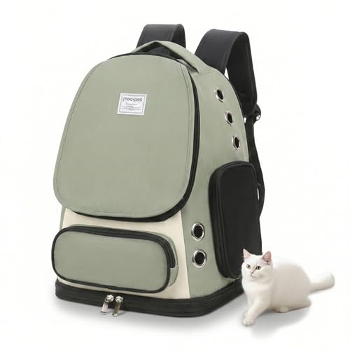 Cat Backpack Carrier, TSA Airline Approved Pet Travel Bag for Small Medium Dogs, Ventilated Hiking Camping Backpack for Cats, Kitten and Puppy up to 18 lbs, Green Mesh - color: Green Mesh