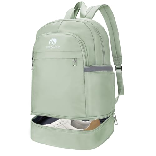 28L Small Gym Backpack with Shoe Compartment for Men Women, Waterproof Sports Backpack with Wet Pocket, Green - color: Green