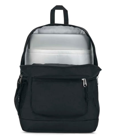JanSport Cross Town Plus Backpack - Large Main Compartment, Side Water Bottle Pocket, 15-Inch Padded Laptop Sleeve - Black - color: Black