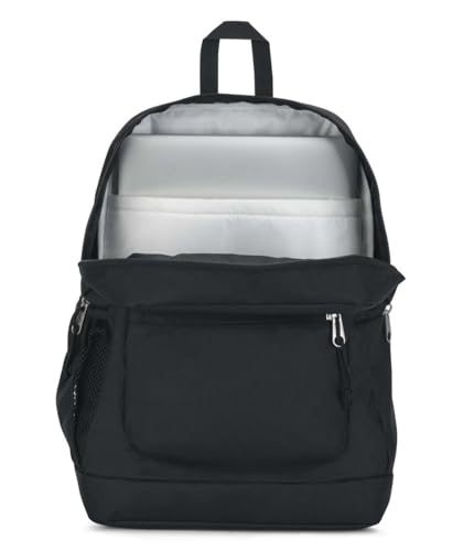 JanSport Cross Town Plus Backpack - Large Main Compartment, Side Water Bottle Pocket, 15-Inch Padded Laptop Sleeve - Black - color: Black