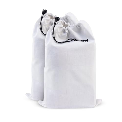 LFH Cotton Rich Shoe Storage Bags with Drawstring, Dustproof Breathable Reusable Organizer, Perfect For Travel, Dorm, Hotel, College, Gym, Easy to Carry, Machine Washable 8"x17" (Pack of 2) - White - color: White, size: 8"x17" (Pack of 2)
