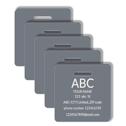 Custom Engraved Luggage Tags, Waterproof Personalized Luggage Tags, Acrylic Personalized Bag Tags for Suitcases/Backpack/Luggage Accessories (Square, Grey-A, 2 x 2 inches, Herringbone) - color: Grey-a, size: 2 x 2 inches, style: Square