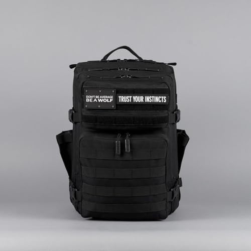 WOLFpak 35L Tactical Gym Backpack (Alpha Black) Durable 1000D Waterproof Oxford Material with MOLLE Webbing, Laptop Pocket & Dual Cup Holders, Durable Fitness/Travel/Military Daypack - color: Alpha Black