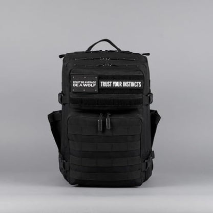 WOLFpak 35L Tactical Gym Backpack (Alpha Black) Durable 1000D Waterproof Oxford Material with MOLLE Webbing, Laptop Pocket & Dual Cup Holders, Durable Fitness/Travel/Military Daypack - color: Alpha Black
