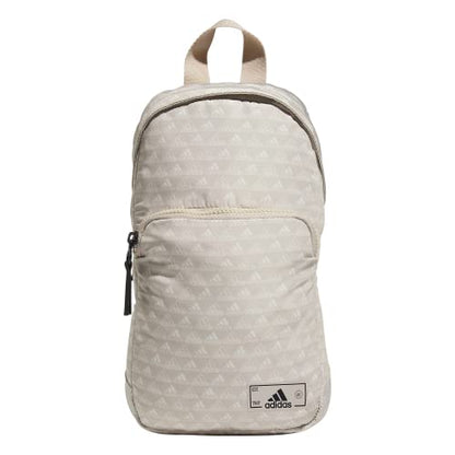 adidas Essentials Sling Small Crossbody Bag for Women and Men (5L), Bos Mini Monogram Wonder Beige/Black/2.0, One Size - color: Bos Mini Monogram Wonder Beige/Black/2.0