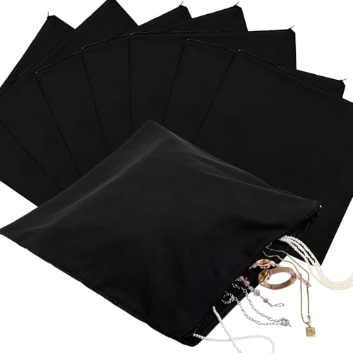 Sanwuta 8 Pcs Zippered Silver Storage Bags Anti Tarnish Silver Pouches Keeper Jewelry Storage Protector Bags (18 x 18 Inch,Black) - color: Black, size: 18 x 18 Inch