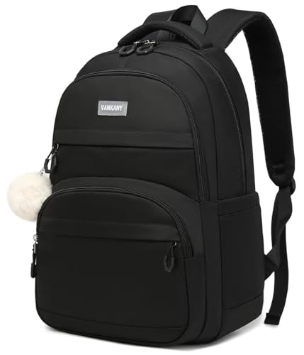 Black Backpack for Girls, Teens School Bookbag 15.6in Laptop Backpack with Charging Hole for Women Students Middle High School, Black - color: Black, size: 15.6in