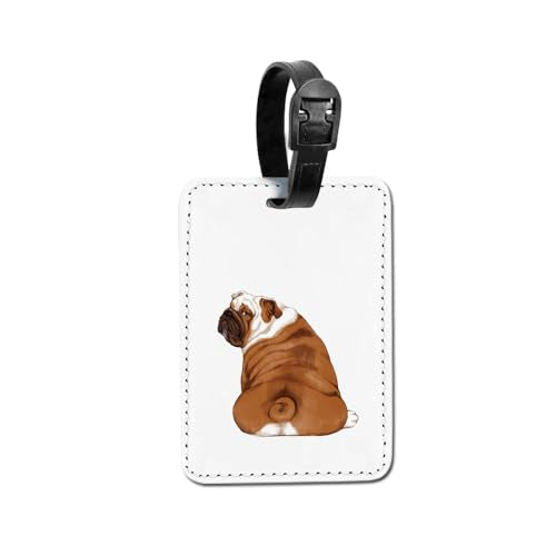 WIRESTER PU Leather Luggage Tag Name Tag Bag Tag for Travel Suitcase Baggage Luggage - English Bulldog Look Back - color: English Bulldog Look Back