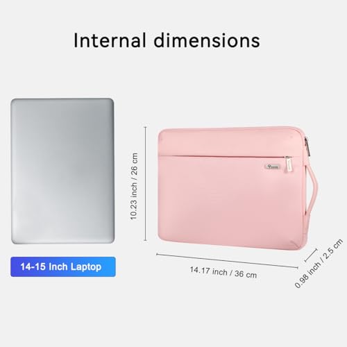 Voova Laptop Sleeve Case 14 15 Inch for Women, 360° Protective Waterproof Slim Computer Bag Cover Compatible with MacBook Air 15 M2/M3/M4 2024-2025, MacBook Pro 14/15, Hp Chromebook 14, Pink - color: Sakura Pink, size: 14-15 Inch