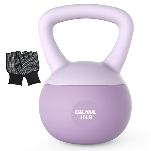 Soft Kettlebell, Safe Strength Training Kettle bell, Cushioned Impact-Resistant Base and Anti-Slip Grip Weight, Kettlebells Set for Home Workouts and Men/Women/Beginners,With Non-slip Gloves - color: Purple